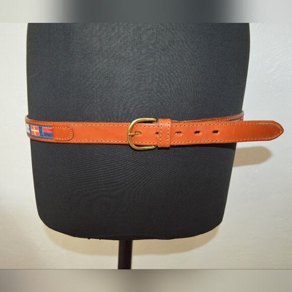 Vintage Leather Belt with Flags - Picture 1 of 5